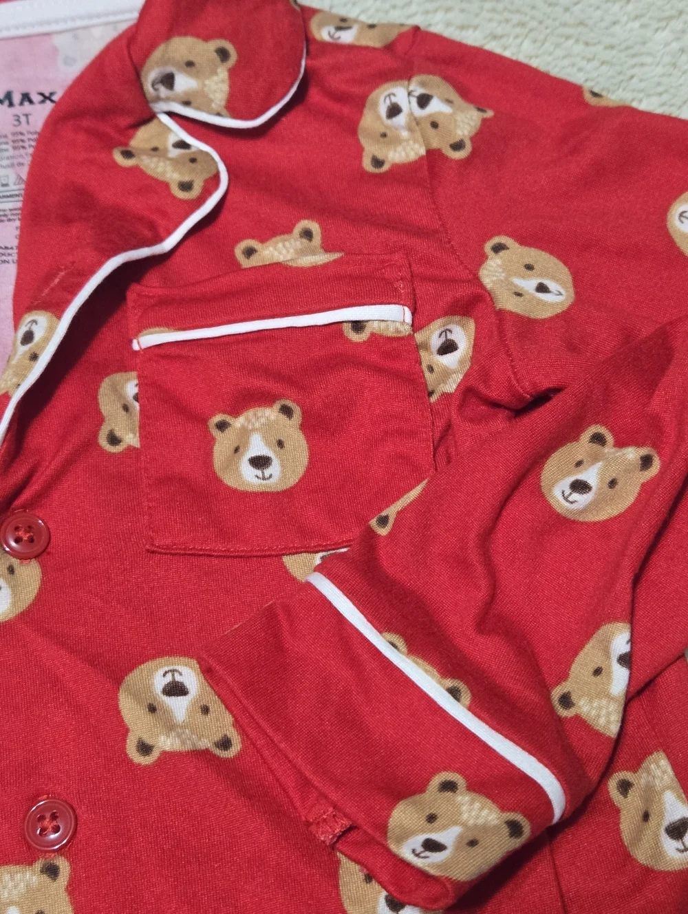 Set of 2 Matching Bear pajama set includes PJ Tops and PJ Bottoms toddler kid 3T